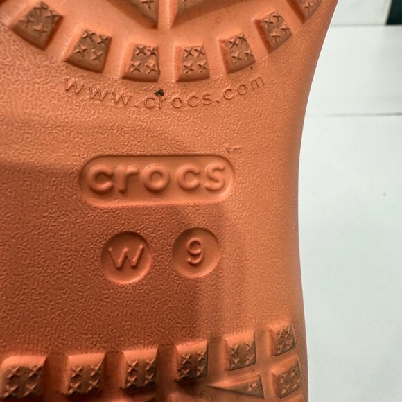 WOMEN'S CROCS PAPAYA/GREEN PALM KADEE II FLIP FLOP BEACH/POOL SANDAL SIZE 9 - Picture 5 of 8